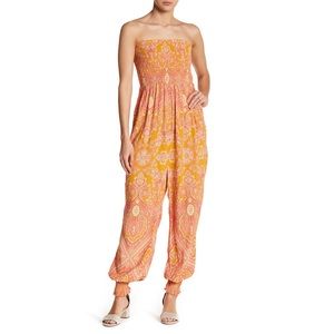 Free People Thinking of You Orange Paisley Romper